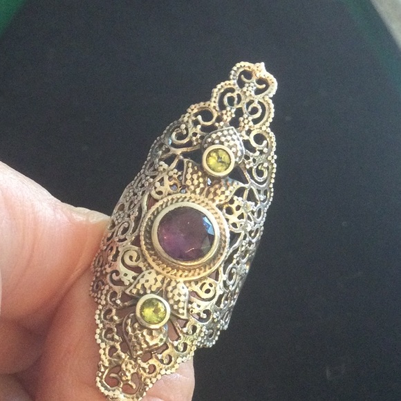 Treasure Of Morocco Genuine Amethyst, Peridot Ring - Picture 5 of 11